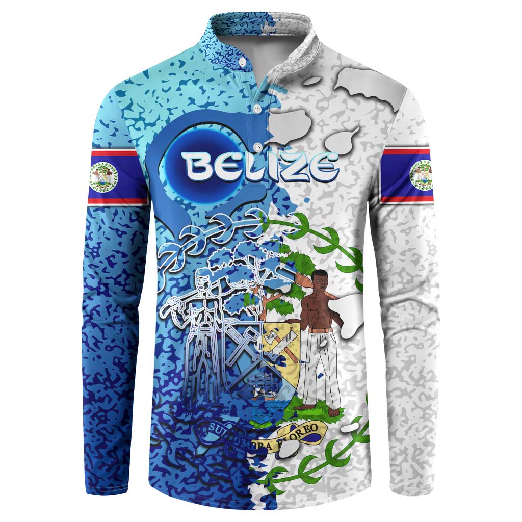 The Deep Heart Of Belize Button Sweatshirt Belize Abstract Heritage Ocean Blue Splash Art - Wonder Print Shop