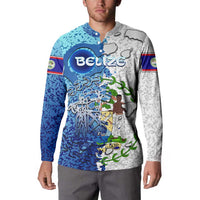 The Deep Heart Of Belize Button Sweatshirt Belize Abstract Heritage Ocean Blue Splash Art - Wonder Print Shop