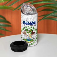 The Deep Heart Of Belize 4 in 1 Can Cooler Tumbler Belize Abstract Heritage Ocean Blue Splash Art - Wonder Print Shop