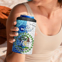 The Deep Heart Of Belize 4 in 1 Can Cooler Tumbler Belize Abstract Heritage Ocean Blue Splash Art - Wonder Print Shop