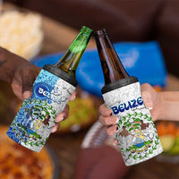 The Deep Heart Of Belize 4 in 1 Can Cooler Tumbler Belize Abstract Heritage Ocean Blue Splash Art - Wonder Print Shop