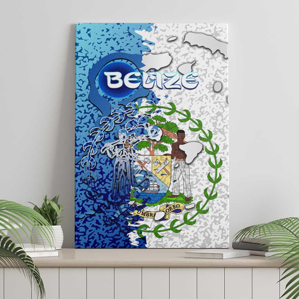 The Deep Heart Of Belize Canvas Wall Art Belize Abstract Heritage Ocean Blue Splash Art - Wonder Print Shop