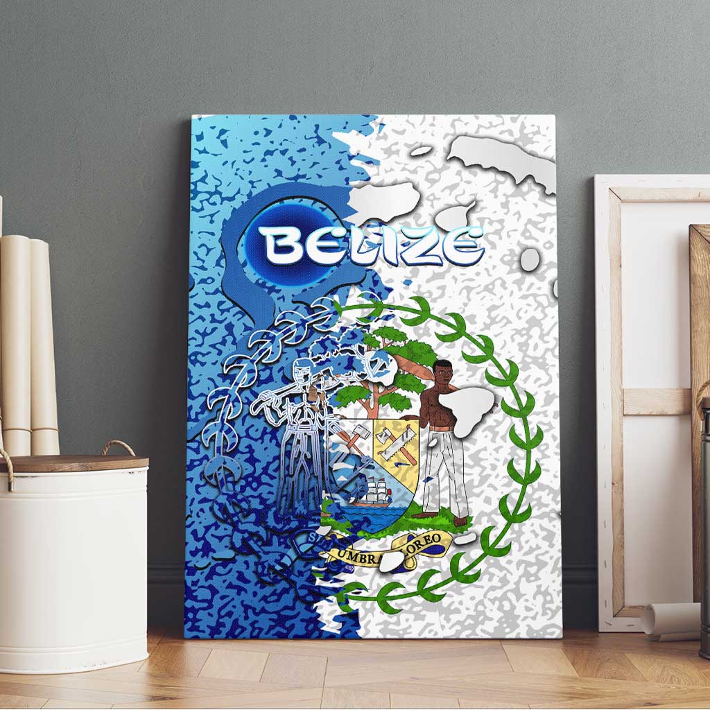 The Deep Heart Of Belize Canvas Wall Art Belize Abstract Heritage Ocean Blue Splash Art - Wonder Print Shop