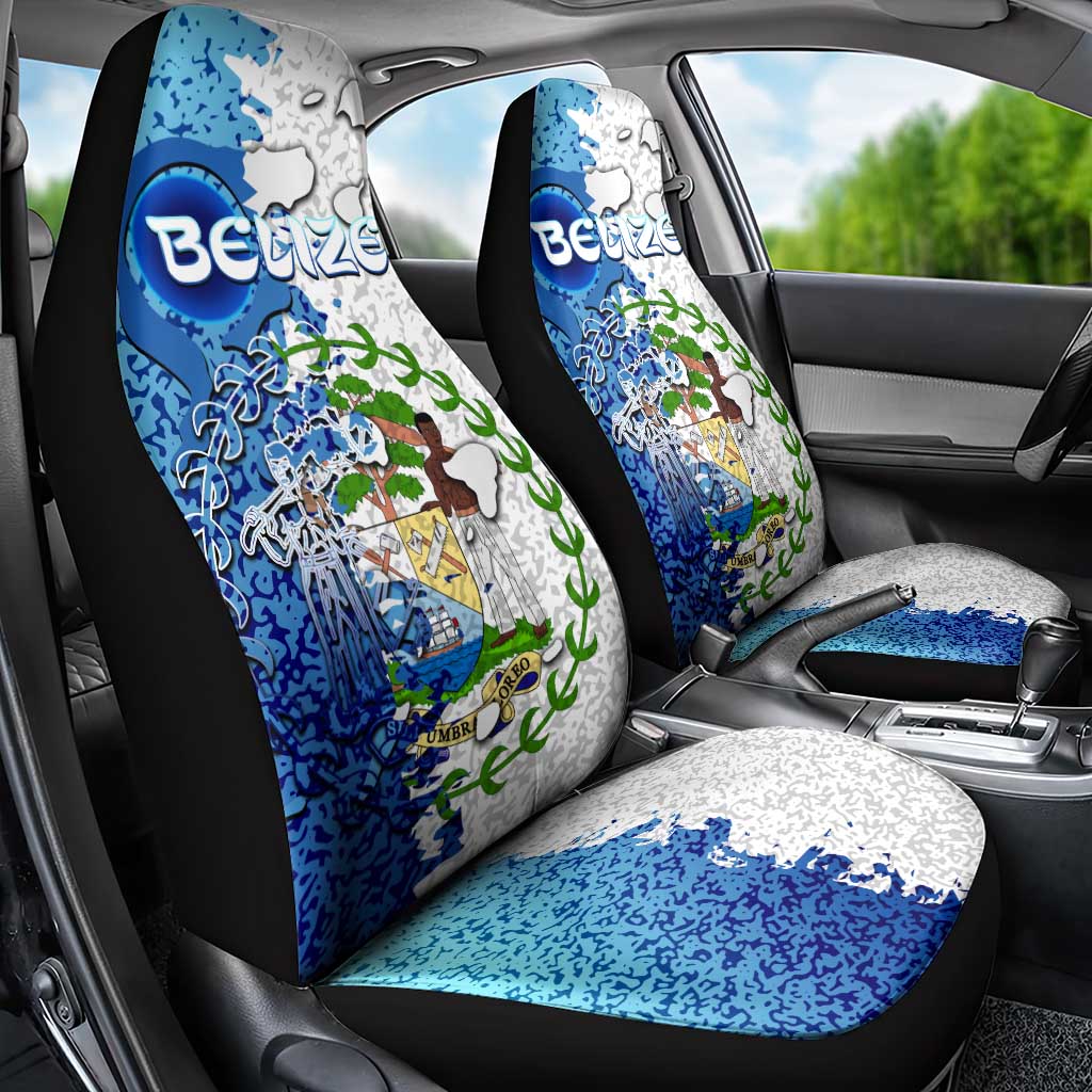 The Deep Heart Of Belize Car Seat Cover Belize Abstract Heritage Ocean Blue Splash Art - Wonder Print Shop