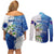 The Deep Heart Of Belize Couples Matching Off Shoulder Short Dress and Long Sleeve Button Shirt Belize Abstract Heritage Ocean Blue Splash Art - Wonder Print Shop