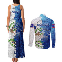 The Deep Heart Of Belize Couples Matching Tank Maxi Dress and Long Sleeve Button Shirt Belize Abstract Heritage Ocean Blue Splash Art - Wonder Print Shop