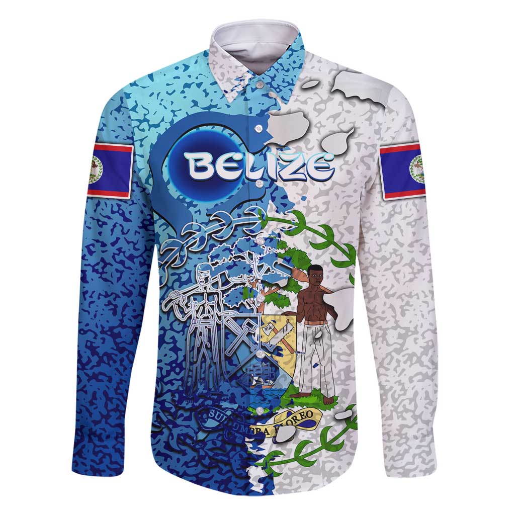 The Deep Heart Of Belize Family Matching Long Sleeve Bodycon Dress and Hawaiian Shirt Belize Abstract Heritage Ocean Blue Splash Art - Wonder Print Shop