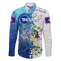 The Deep Heart Of Belize Family Matching Long Sleeve Bodycon Dress and Hawaiian Shirt Belize Abstract Heritage Ocean Blue Splash Art - Wonder Print Shop