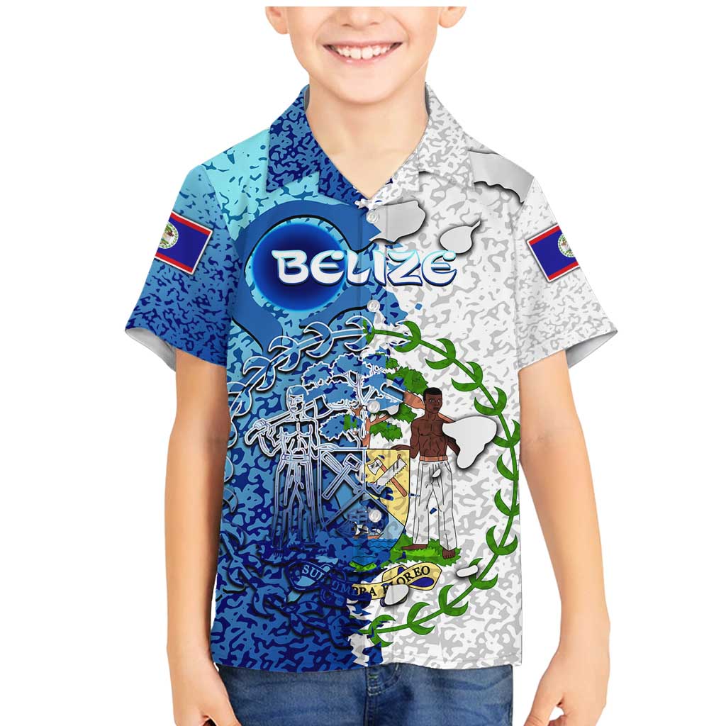 The Deep Heart Of Belize Family Matching Mermaid Dress and Hawaiian Shirt Belize Abstract Heritage Ocean Blue Splash Art - Wonder Print Shop