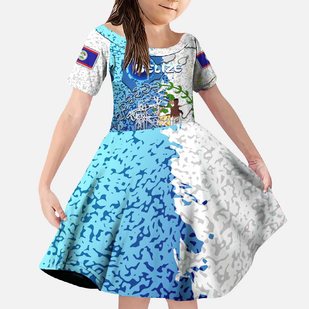 The Deep Heart Of Belize Family Matching Off Shoulder Maxi Dress and Hawaiian Shirt Belize Abstract Heritage Ocean Blue Splash Art - Wonder Print Shop