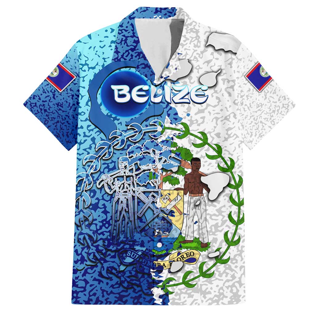 The Deep Heart Of Belize Family Matching Off Shoulder Maxi Dress and Hawaiian Shirt Belize Abstract Heritage Ocean Blue Splash Art - Wonder Print Shop