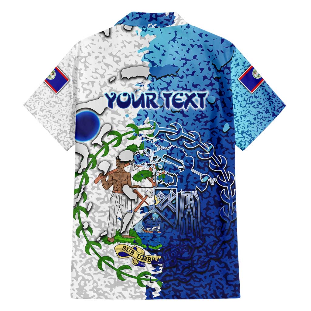 The Deep Heart Of Belize Family Matching Off Shoulder Maxi Dress and Hawaiian Shirt Belize Abstract Heritage Ocean Blue Splash Art - Wonder Print Shop