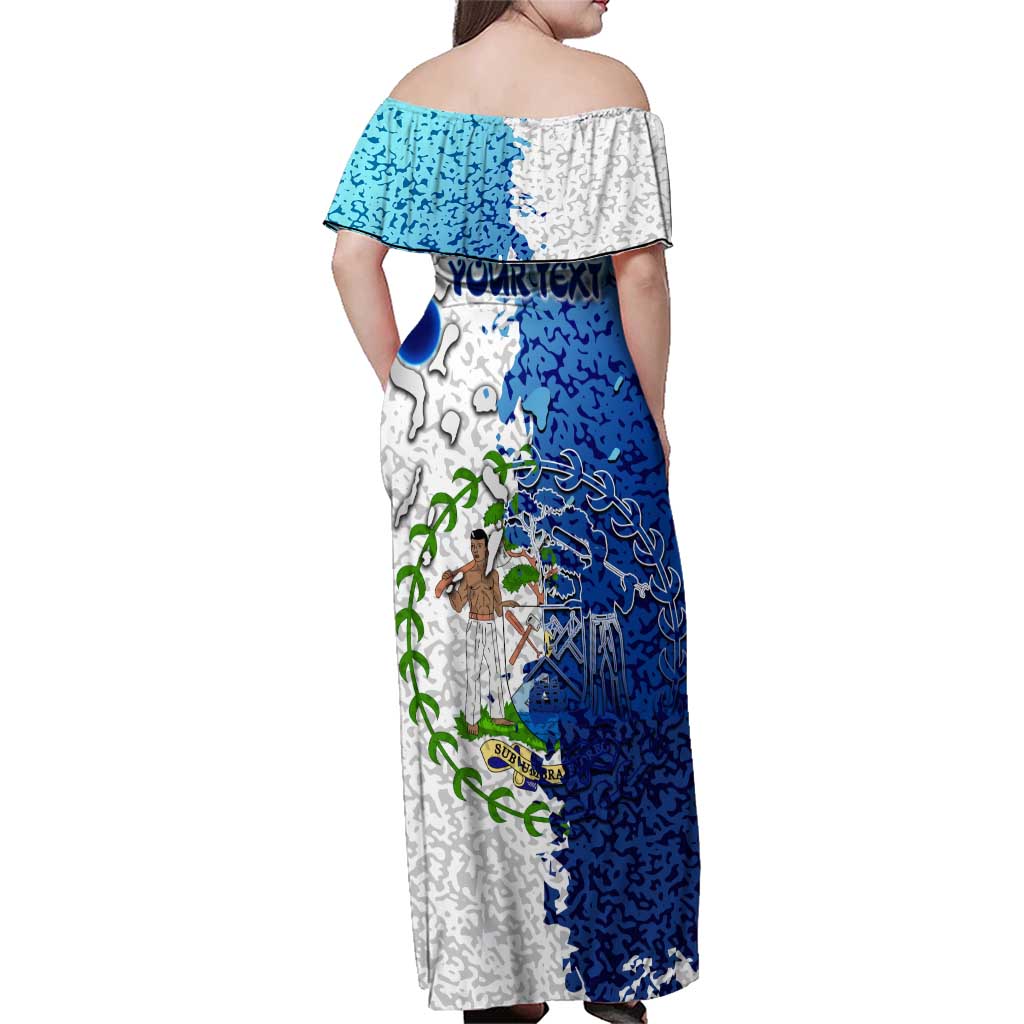 The Deep Heart Of Belize Family Matching Off Shoulder Maxi Dress and Hawaiian Shirt Belize Abstract Heritage Ocean Blue Splash Art - Wonder Print Shop