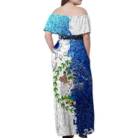 The Deep Heart Of Belize Family Matching Off Shoulder Maxi Dress and Hawaiian Shirt Belize Abstract Heritage Ocean Blue Splash Art - Wonder Print Shop