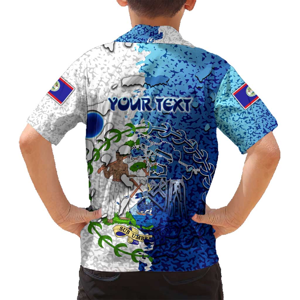 The Deep Heart Of Belize Family Matching Off Shoulder Short Dress and Hawaiian Shirt Belize Abstract Heritage Ocean Blue Splash Art - Wonder Print Shop