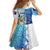 The Deep Heart Of Belize Family Matching Off Shoulder Short Dress and Hawaiian Shirt Belize Abstract Heritage Ocean Blue Splash Art - Wonder Print Shop