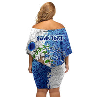 The Deep Heart Of Belize Family Matching Off Shoulder Short Dress and Hawaiian Shirt Belize Abstract Heritage Ocean Blue Splash Art - Wonder Print Shop