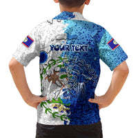 The Deep Heart Of Belize Family Matching Puletasi and Hawaiian Shirt Belize Abstract Heritage Ocean Blue Splash Art - Wonder Print Shop