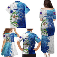 The Deep Heart Of Belize Family Matching Puletasi and Hawaiian Shirt Belize Abstract Heritage Ocean Blue Splash Art - Wonder Print Shop