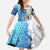 The Deep Heart Of Belize Family Matching Short Sleeve Bodycon Dress and Hawaiian Shirt Belize Abstract Heritage Ocean Blue Splash Art - Wonder Print Shop