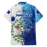 The Deep Heart Of Belize Family Matching Short Sleeve Bodycon Dress and Hawaiian Shirt Belize Abstract Heritage Ocean Blue Splash Art - Wonder Print Shop