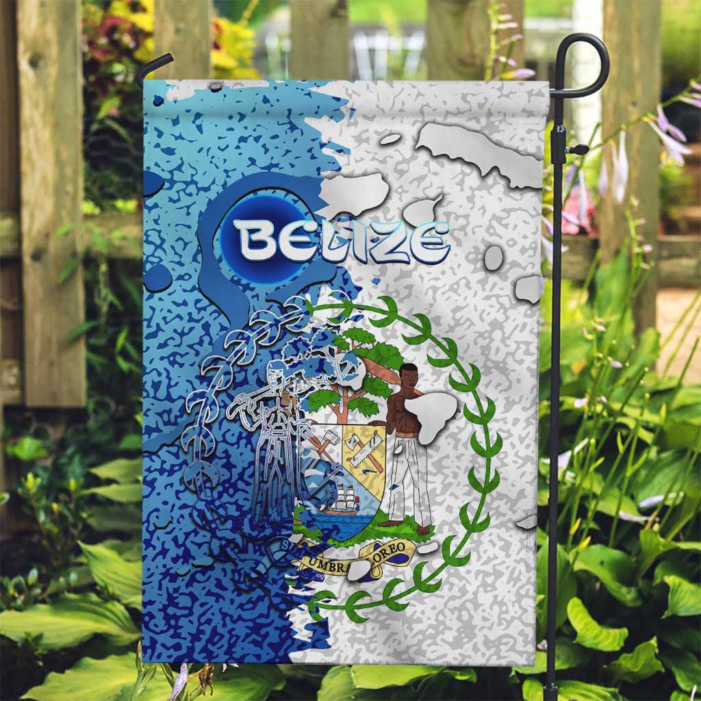 The Deep Heart Of Belize Garden Flag Belize Abstract Heritage Ocean Blue Splash Art - Wonder Print Shop