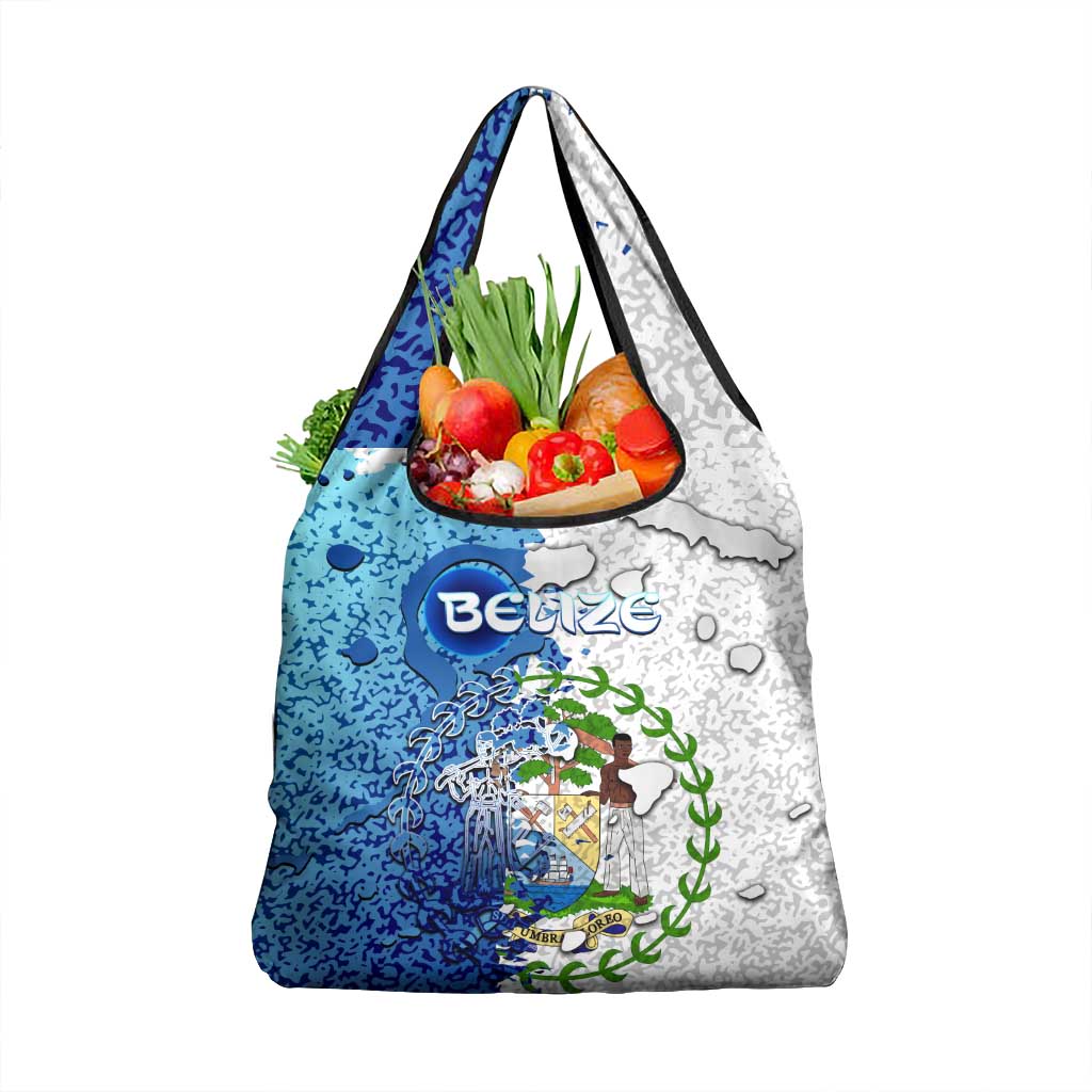 The Deep Heart Of Belize Grocery Bag Belize Abstract Heritage Ocean Blue Splash Art - Wonder Print Shop