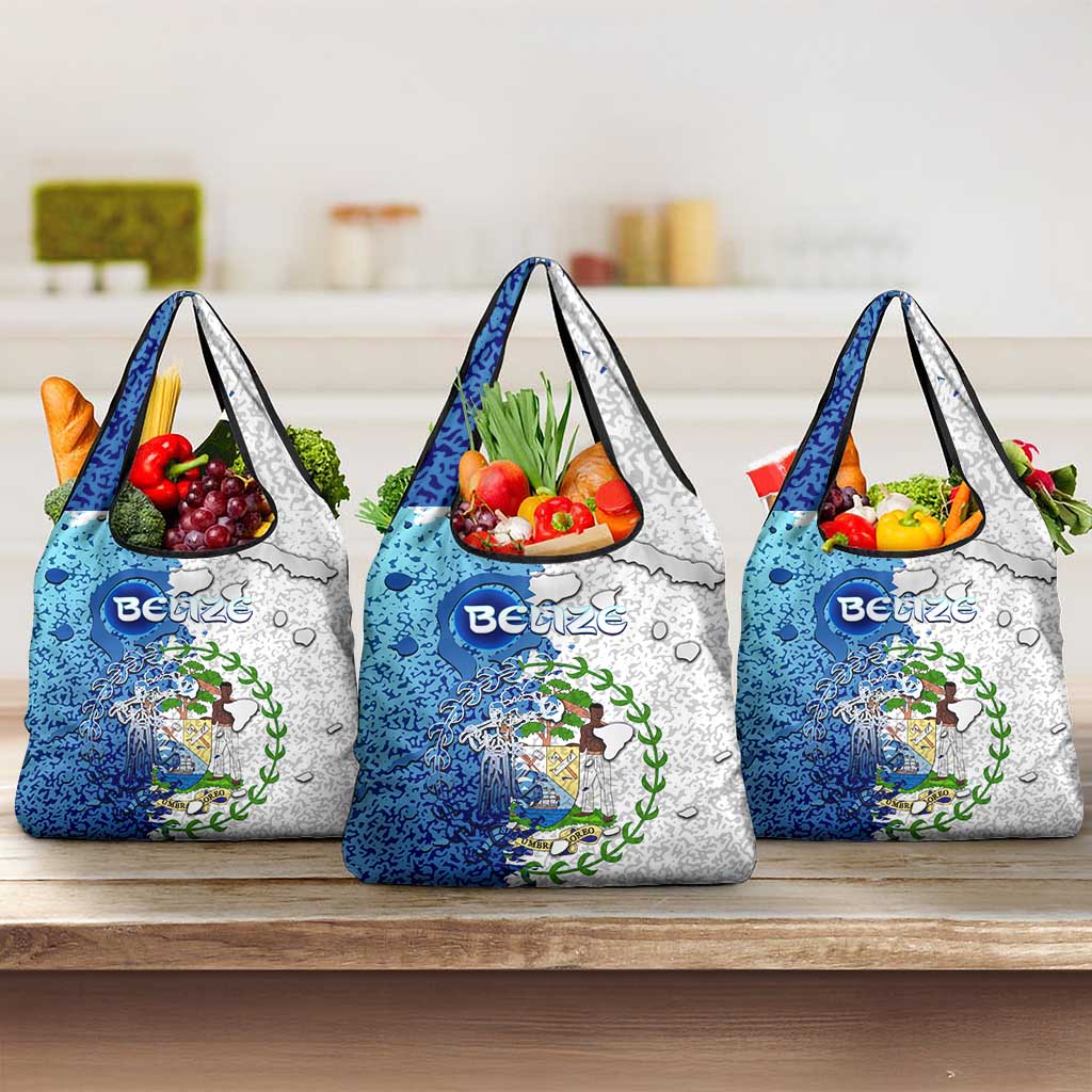 The Deep Heart Of Belize Grocery Bag Belize Abstract Heritage Ocean Blue Splash Art - Wonder Print Shop