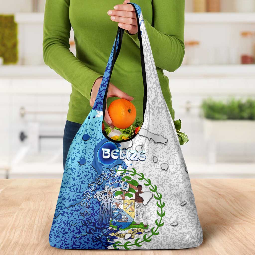 The Deep Heart Of Belize Grocery Bag Belize Abstract Heritage Ocean Blue Splash Art - Wonder Print Shop