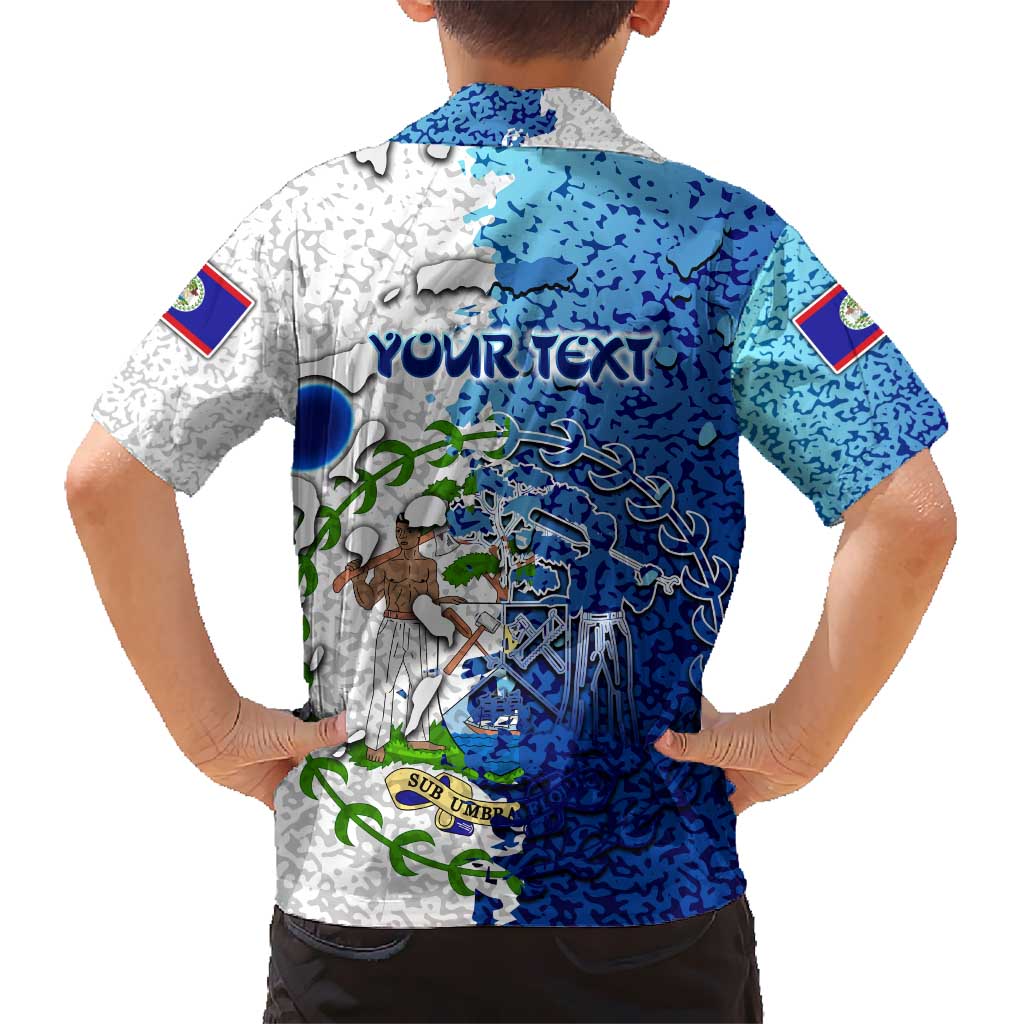 The Deep Heart Of Belize Kid Hawaiian Shirt Belize Abstract Heritage Ocean Blue Splash Art - Wonder Print Shop