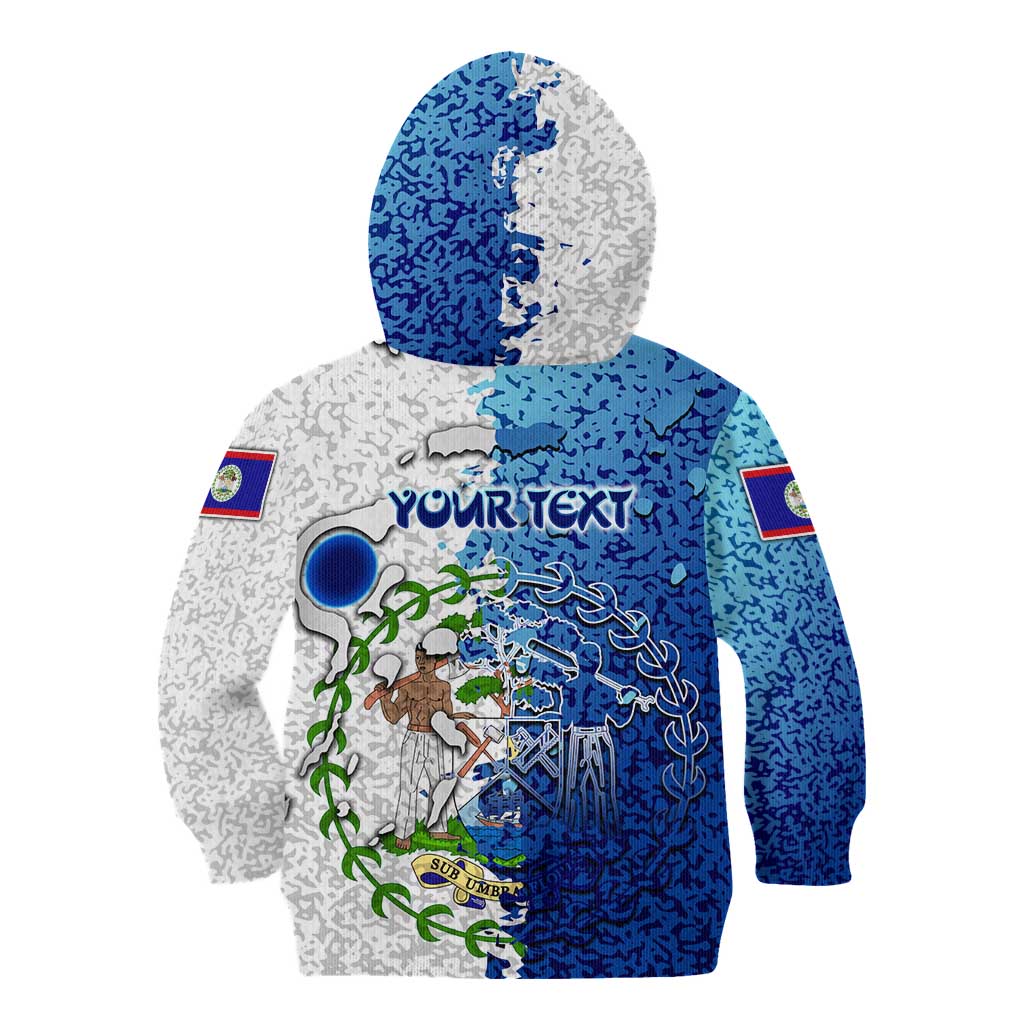 The Deep Heart Of Belize Kid Hoodie Belize Abstract Heritage Ocean Blue Splash Art - Wonder Print Shop