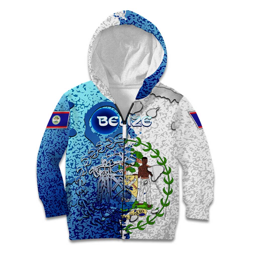 The Deep Heart Of Belize Kid Hoodie Belize Abstract Heritage Ocean Blue Splash Art - Wonder Print Shop