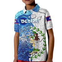 The Deep Heart Of Belize Kid Polo Shirt Belize Abstract Heritage Ocean Blue Splash Art - Wonder Print Shop