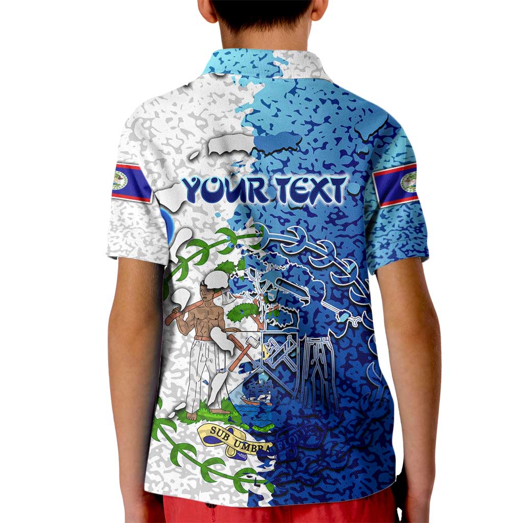 The Deep Heart Of Belize Kid Polo Shirt Belize Abstract Heritage Ocean Blue Splash Art - Wonder Print Shop