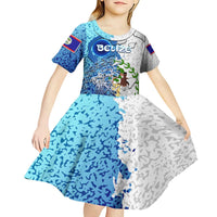 The Deep Heart Of Belize Kid Short Sleeve Dress Belize Abstract Heritage Ocean Blue Splash Art - Wonder Print Shop