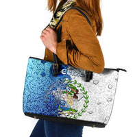 The Deep Heart Of Belize Leather Tote Bag Belize Abstract Heritage Ocean Blue Splash Art - Wonder Print Shop
