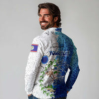 The Deep Heart Of Belize Long Sleeve Polo Shirt Belize Abstract Heritage Ocean Blue Splash Art - Wonder Print Shop