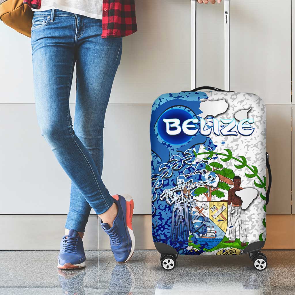 The Deep Heart Of Belize Luggage Cover Belize Abstract Heritage Ocean Blue Splash Art - Wonder Print Shop