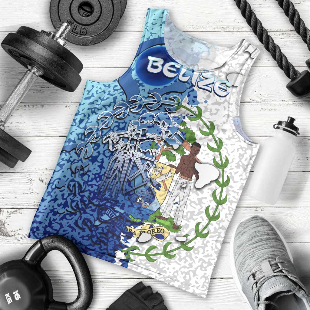 The Deep Heart Of Belize Men Tank Top Belize Abstract Heritage Ocean Blue Splash Art - Wonder Print Shop