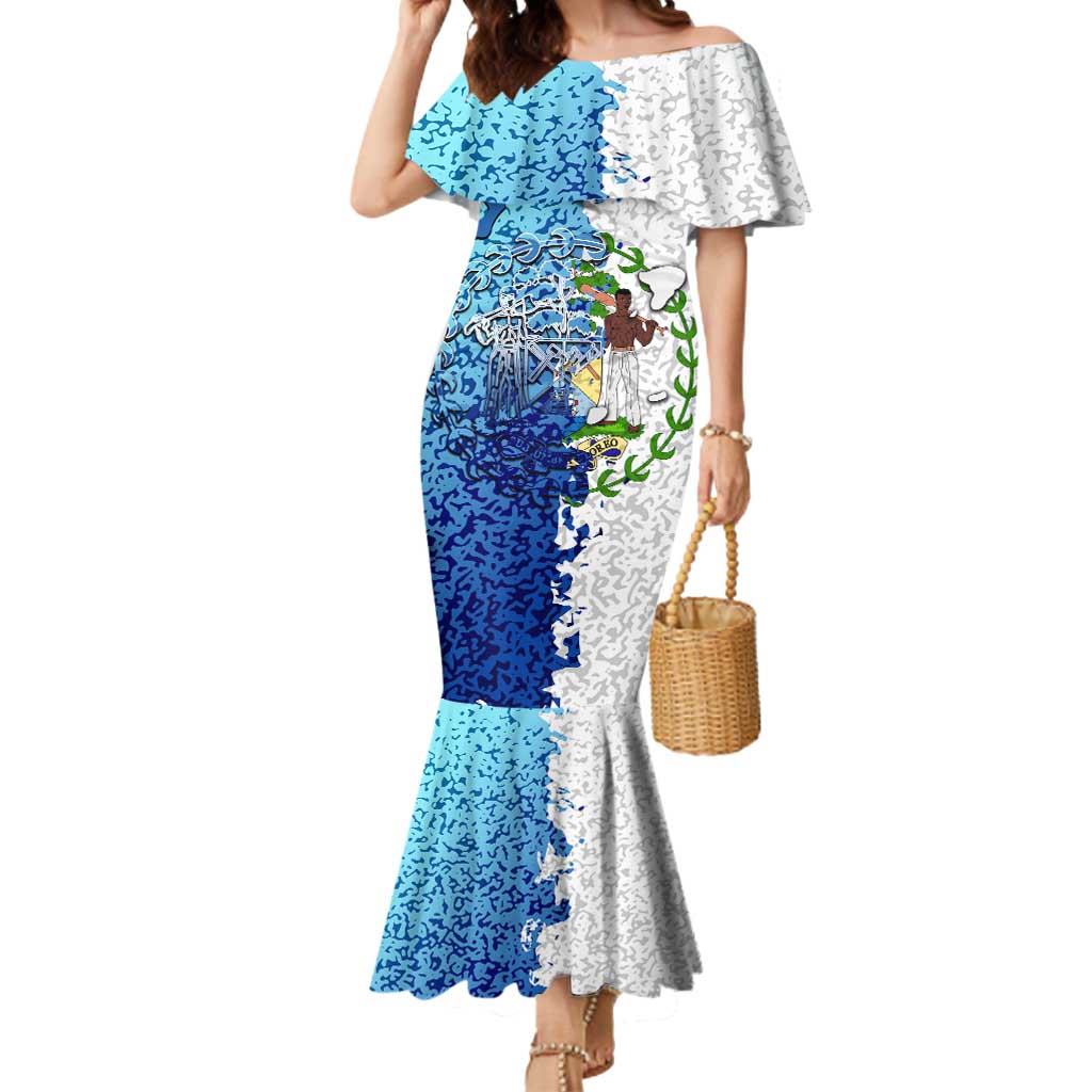 The Deep Heart Of Belize Mermaid Dress Belize Abstract Heritage Ocean Blue Splash Art - Wonder Print Shop