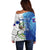 The Deep Heart Of Belize Off Shoulder Sweater Belize Abstract Heritage Ocean Blue Splash Art - Wonder Print Shop