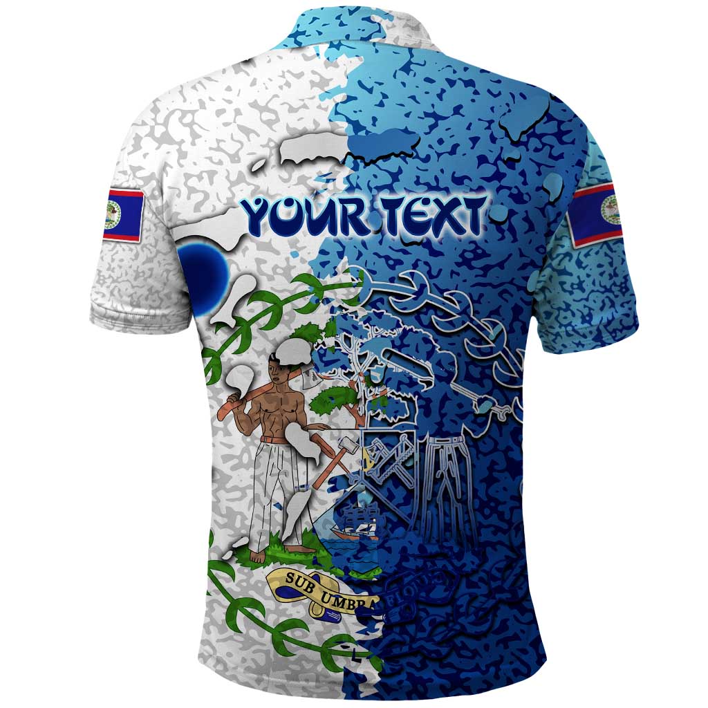 The Deep Heart Of Belize Polo Shirt Belize Abstract Heritage Ocean Blue Splash Art - Wonder Print Shop