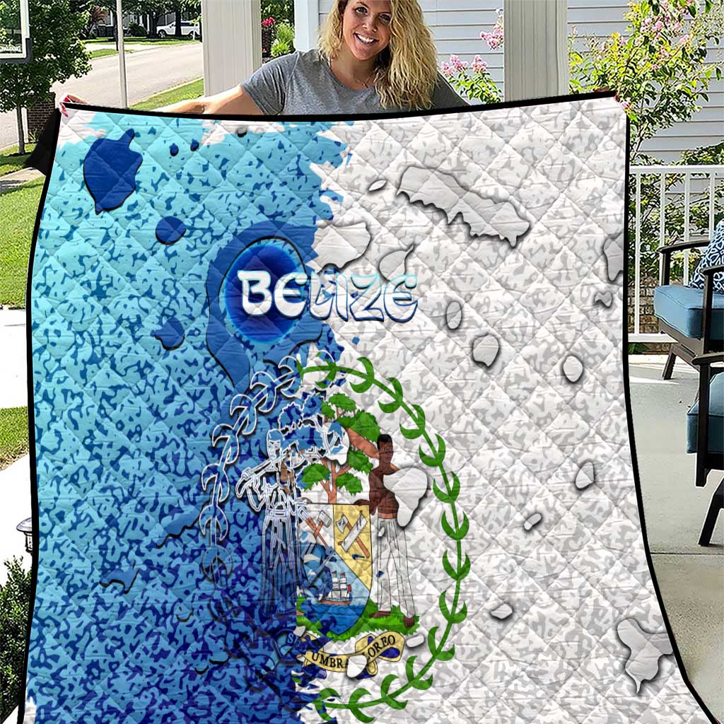 The Deep Heart Of Belize Quilt Belize Abstract Heritage Ocean Blue Splash Art - Wonder Print Shop