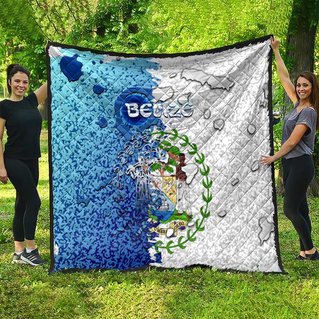 The Deep Heart Of Belize Quilt Belize Abstract Heritage Ocean Blue Splash Art - Wonder Print Shop