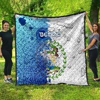 The Deep Heart Of Belize Quilt Belize Abstract Heritage Ocean Blue Splash Art - Wonder Print Shop