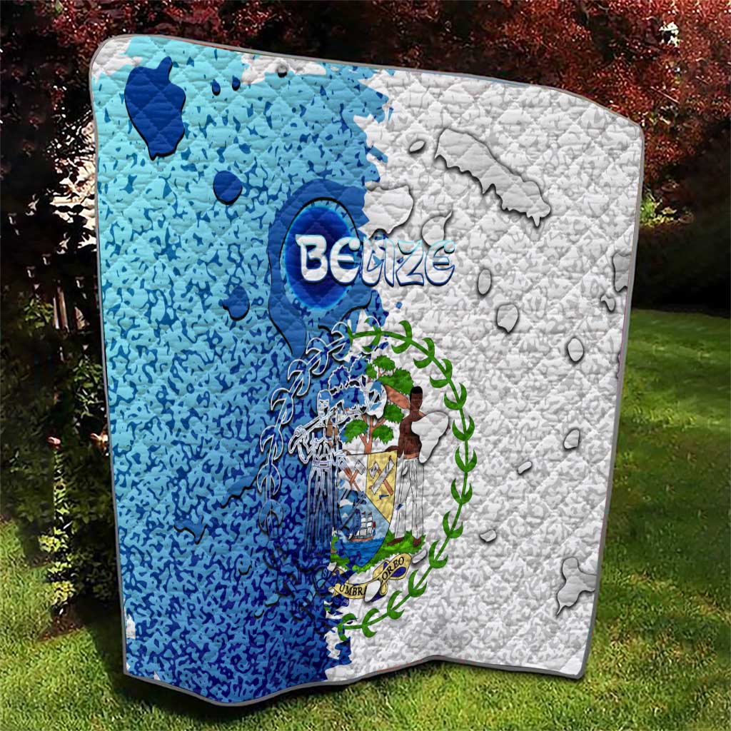 The Deep Heart Of Belize Quilt Belize Abstract Heritage Ocean Blue Splash Art - Wonder Print Shop