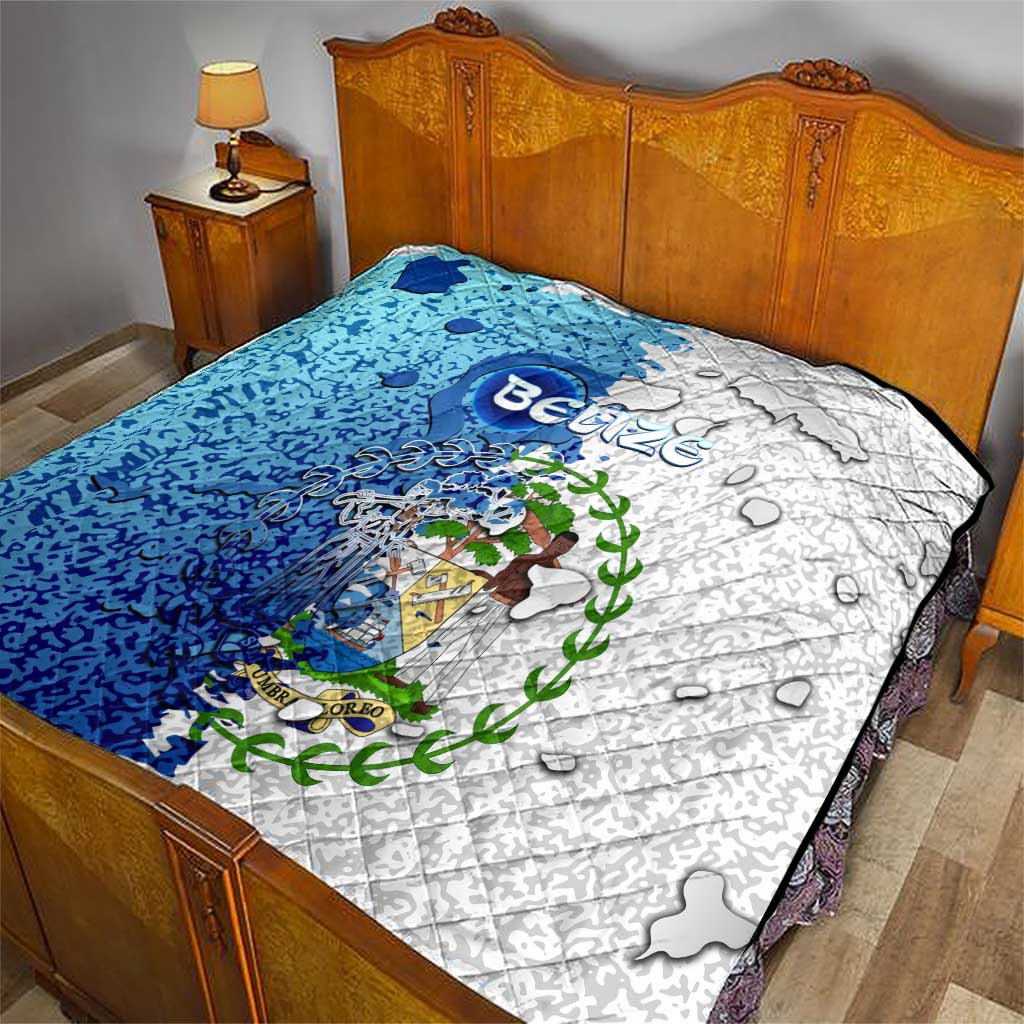 The Deep Heart Of Belize Quilt Belize Abstract Heritage Ocean Blue Splash Art - Wonder Print Shop