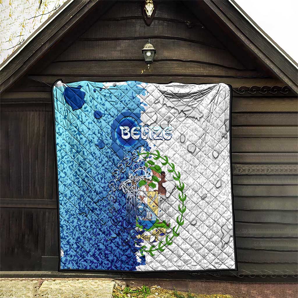 The Deep Heart Of Belize Quilt Belize Abstract Heritage Ocean Blue Splash Art - Wonder Print Shop
