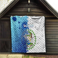 The Deep Heart Of Belize Quilt Belize Abstract Heritage Ocean Blue Splash Art - Wonder Print Shop