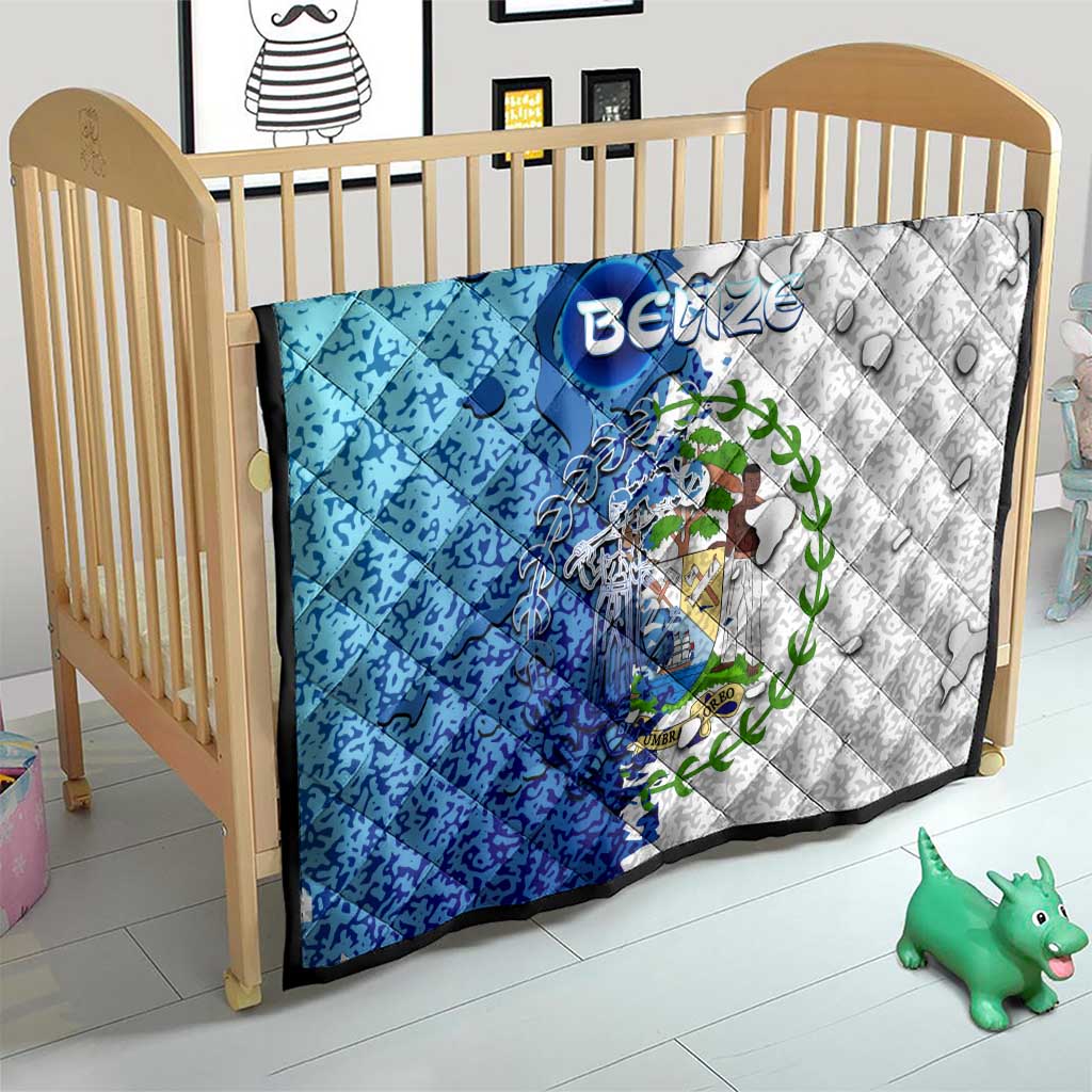 The Deep Heart Of Belize Quilt Belize Abstract Heritage Ocean Blue Splash Art - Wonder Print Shop